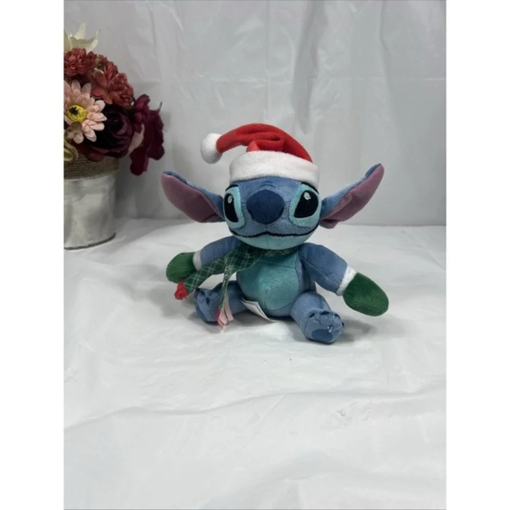 Disney Christmas Stitch Plush with Santa‎ Hat Scarf 6
